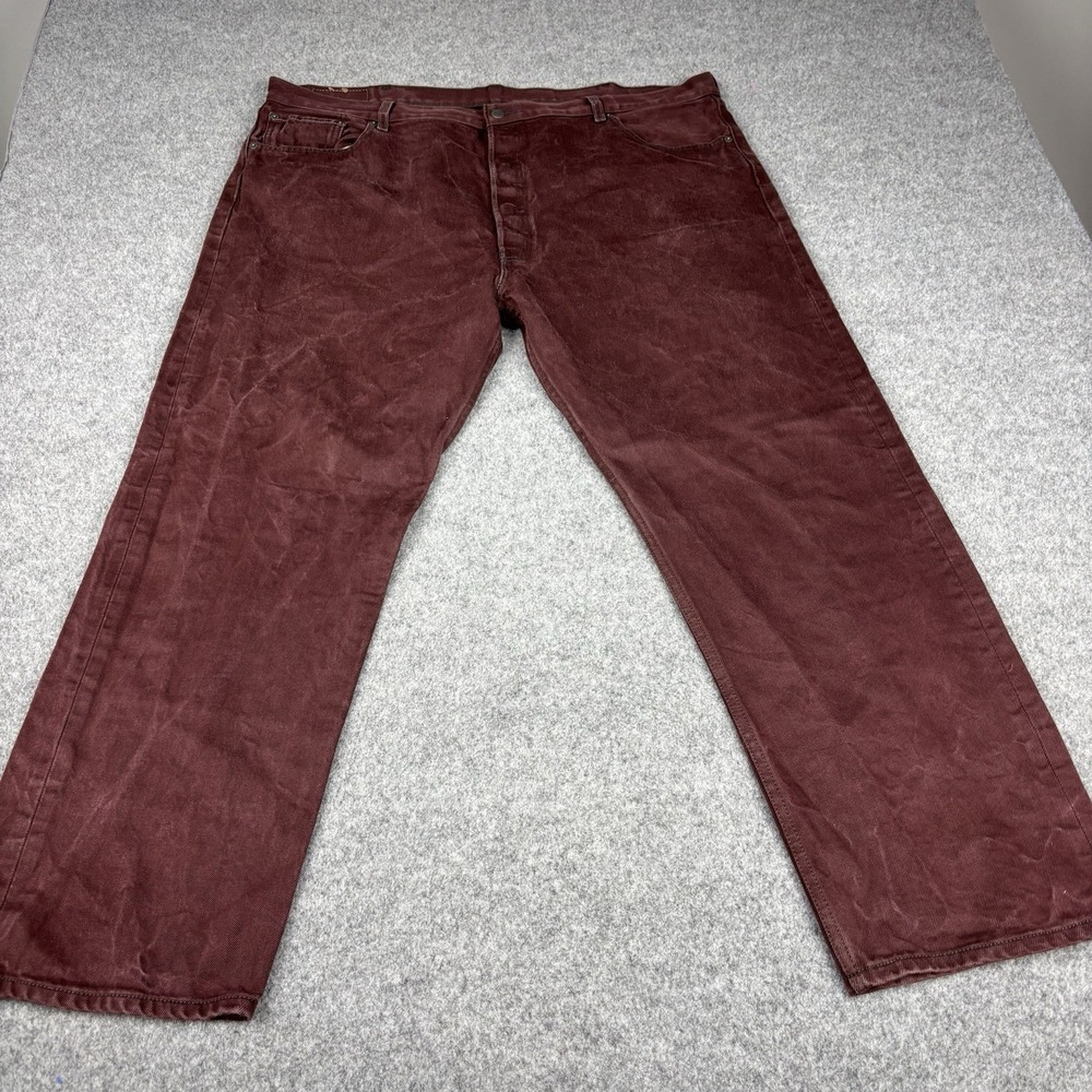 Levi's 501 Jeans Mens 46x32 (Fits 44x30) Y2K Burgundy Button Fly Streetwear Wine